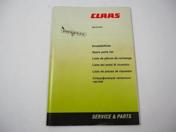 Claas Volto 870 Heuwender Ersatzteilliste Spare Parts List 2011
