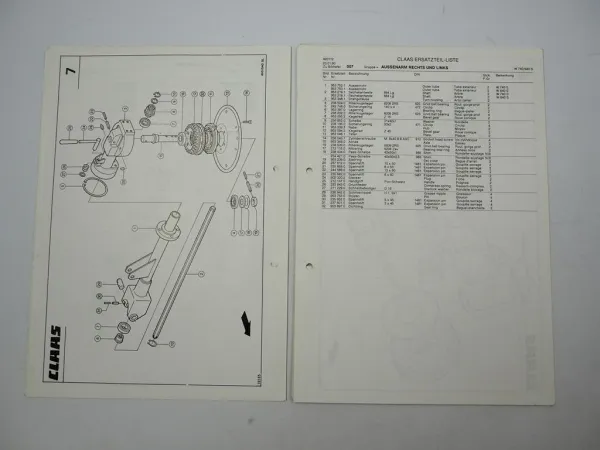Claas W 640S 740S Kreiselwender Ersatzteilliste Spare Parts List 1990