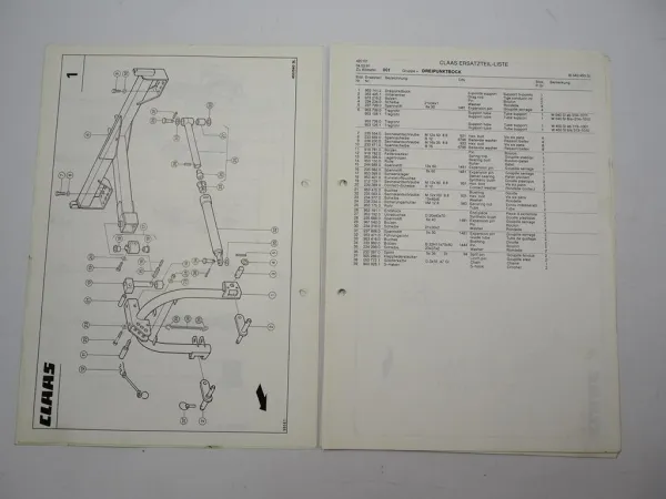 Claas W540SL W450SL Kreiselheuer Ersatzteilliste Spare Parts List 1991