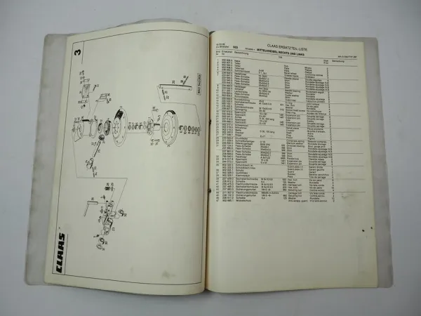 Claas WA-S 540 Schwader Heuwender Ersatzteilliste Spare Parts List 1985