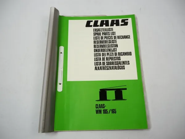 Claas WM 185 165 Mähwerk Ersatzteilliste Spare Parts List 1985