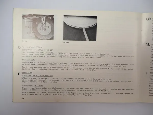 Claas WM 20 24 26 Mähwerk Betriebsanleitung Montageanleitung 1984