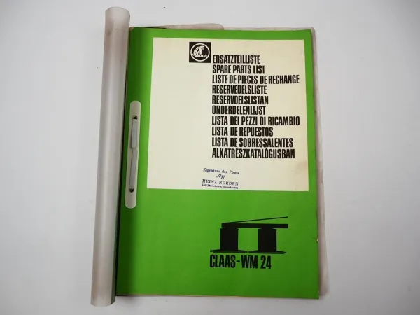 Claas WM 24 Mähwerk Ersatzteilliste Ersatzteilkatalog 1980