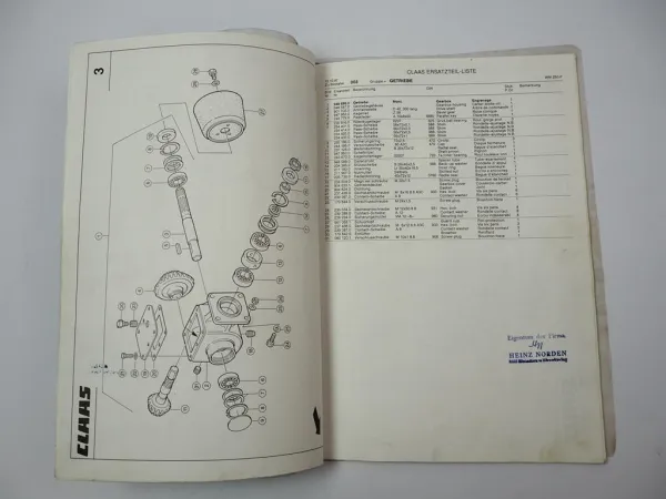 Claas WM 250 F Mähwerk Ersatzteilliste Spare Parts List Liste de Pieces 1987
