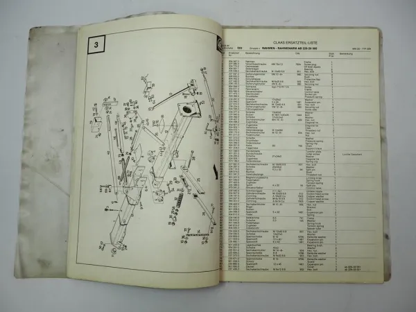 Claas WM20 Mähwerk Ersatzteilliste Spare Parts List 1984