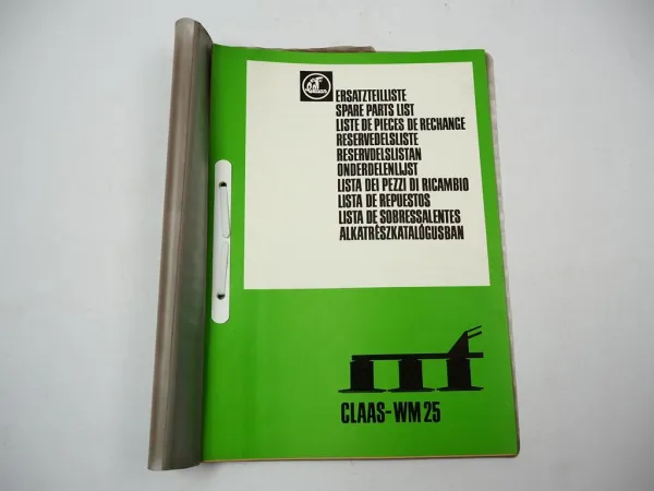 Claas WM25 Mähwerk Ersatzteilliste Liste de pieces de rechange 1981