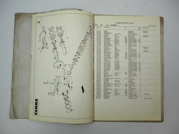 Claas WM31F Mähwerk Ersatzteilliste Liste de pieces de rechange 1985