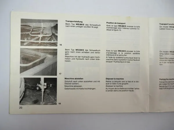 Claas WS 330 380 S Schwader Betriebsanleitung Bedienungsanleitung Wartung 1988