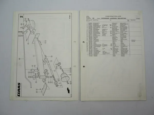 Claas WS 380 380S Schwader Ersatzteilliste Spare Parts List 1990