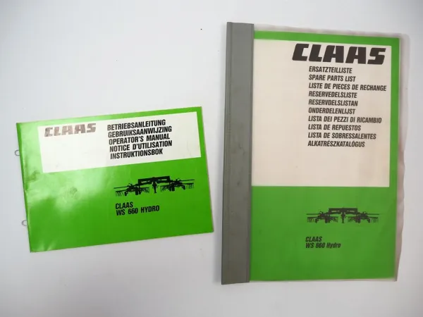 Claas WS 660 Hydro Schwader Betriebsanleitung Wartung Ersatzteilliste 1990/91