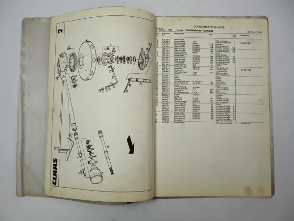 Claas WS310U Schwader Ersatzteilliste Liste de Pieces de Rechange 1984