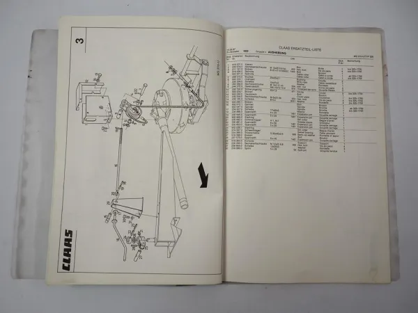 Claas WS310U Schwader Ersatzteilliste Spare Parts List Pieces de Rechange 1987