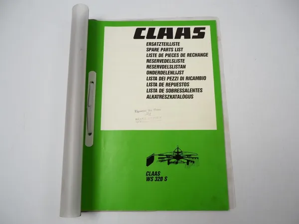 Claas WS320S Kreiselschwader Ersatzteilliste Liste de pieces de rechange 1986