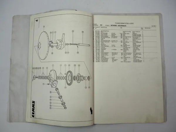 Claas WS380S Kreiselschwader Ersatzteilliste Spare Parts List 1988