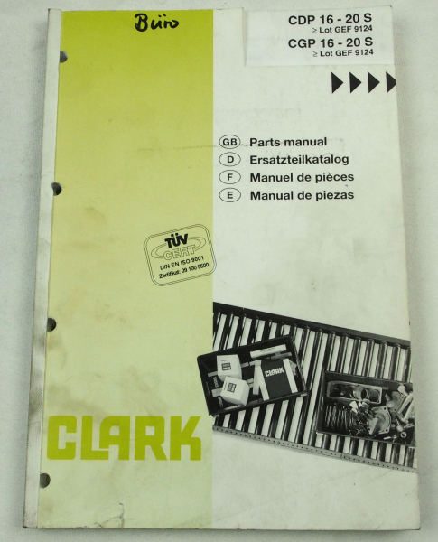 Clark CDP CGP 16 20 S Stapler Parts list Manuel de pieces Ersatzteilliste 1998
