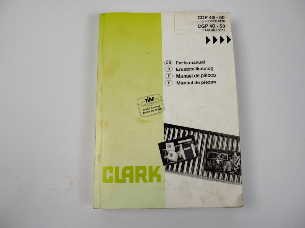 Clark CDP CGP 40 45 50 H Gabelstapler Ersatzteilliste Parts Manual 2000