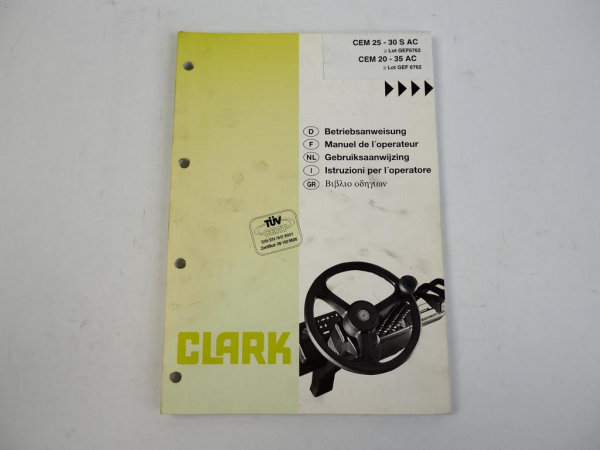 Clark CEM 25 30S 35 AC Gabelstapler Betriebsanweisung 1996