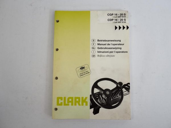 Clark CGP CDP 16 18 20S Gabelstapler Betriebsanweisung 2000