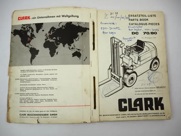 Clark DC 70 80 Gabelstapler Ersatzteilliste Parts List 1966