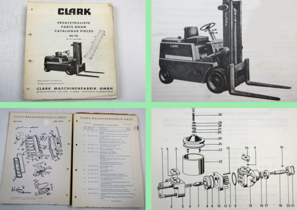 Clark DC70 Gabelstapler Fork Lift Truck Parts List Ersatzteilliste 04/1964
