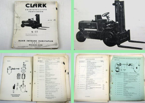 Clark DC70 Gabelstapler Fork Lift Truck Parts List Ersatzteilliste 10/1962