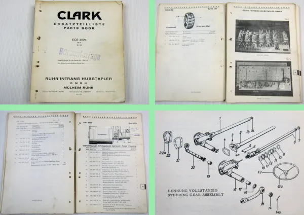 Clark ECE2024 mit 80V Gabelstapler Fork Lift Truck Parts List Ersatzteilliste