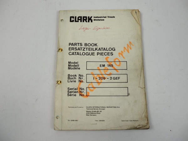 Clark EM 145 Gabelstapler Ersatzteilkatalog Parts Book 1981