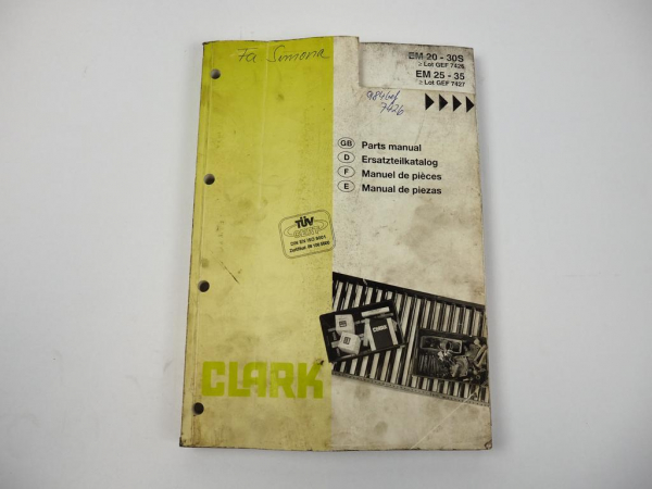 Clark EM 20 25 30 35 S Gabelstapler Ersatzteilliste Parts Manual 1995