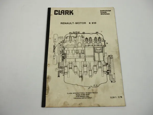 Clark Gabelstapler Renault Motor R810 Schulungshandbuch Technik Training 1976