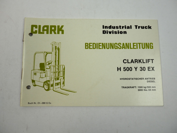 Clark H500 Y30 EX Clarklift Gabelstapler Diesel Betriebsanleitung