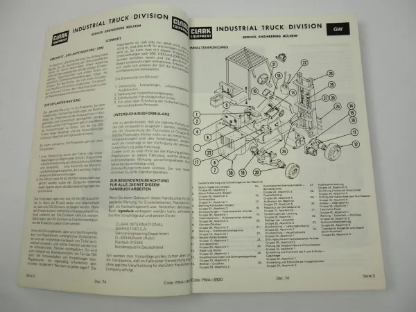 Clark H500Y 20 25 30 Gabelstapler Wartungshandbuch Werkstatthandbuch 1975