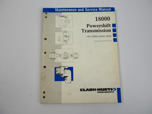 Clark Hurth HR 18000 Powershift Transmission Getriebe Werkstatthandbuch 1992