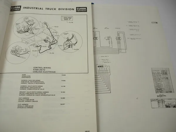 Clark TM145 Gabelstapler Ersatzteilkatalog & Schaltplan 1982 Parts Book
