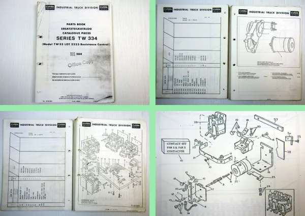 Clark TW33 Series TW 334 Spare Parts List Ersatzteilliste Catalogue Pieces