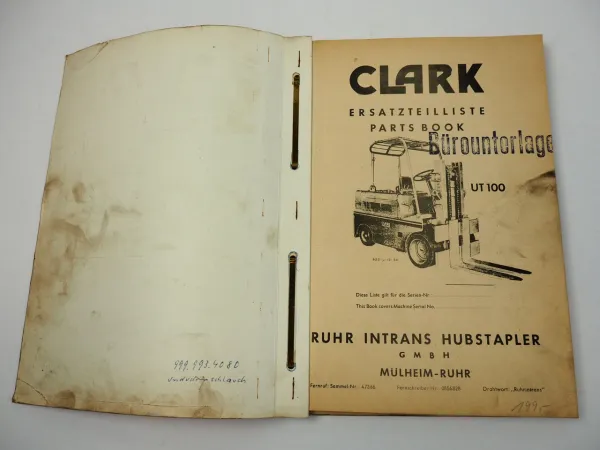 Clark UT100 Gabelstapler Ersatzteilkatalog Parts book
