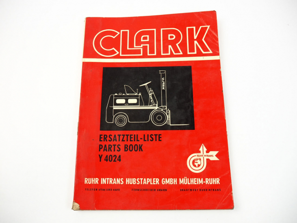 Clark Y4024 Gabelstapler Ersatzteilliste Parts Book mit Hanomag D28 Motor