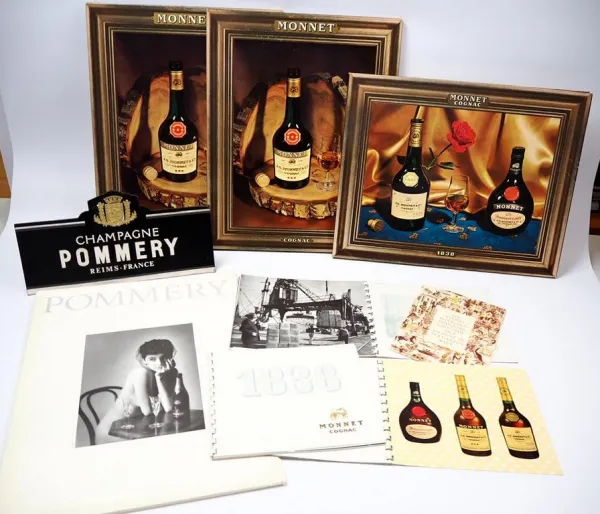 Cognac Monnet & Champagne Pommery Champagner Werbeartikel