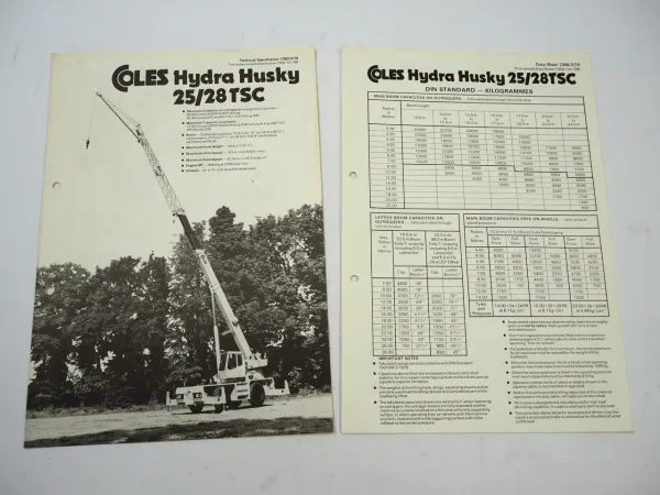 Coles 25 28 TSC Hydra Husky Telescopic Crane Mobilkran 2x Prospekt Brochure 1979