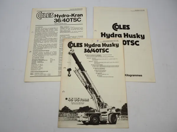 Coles 36 40 TSC Hydra Husky Teleskopkran Mobilkran 3x Prospekt Brochure 1975/81