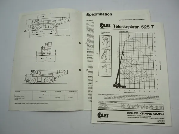 Coles 525 Transit Teleskopkran Mobilkran Autokran Prospekt 1981