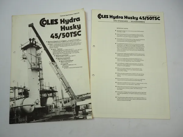 Coles Hydra Husky 45 50 TSC Telescopic Truck Crane 2x Prospekt Brochure 1979