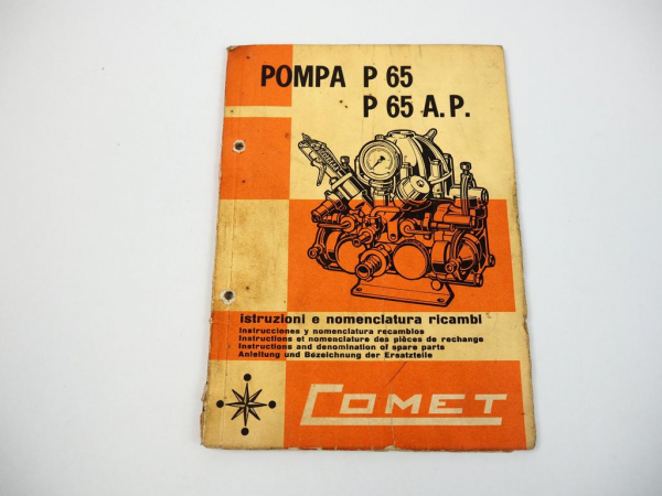 Comet P65 P65A.P. Pompa Pumpe Bedienungsanleitung Ersatzteilliste