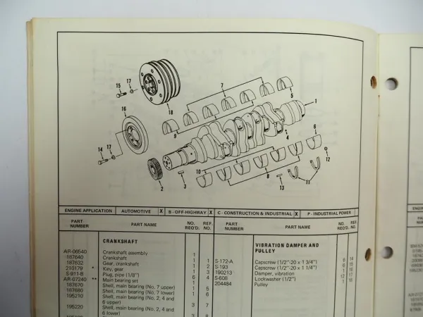Cummins NTA 370 420 Engine Motor Spare Parts List Catalog 1971