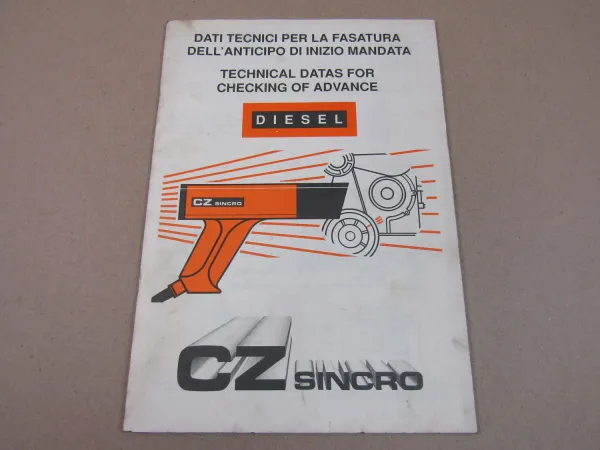 CZ SINCRO Technical Data for checking of advance Diesel