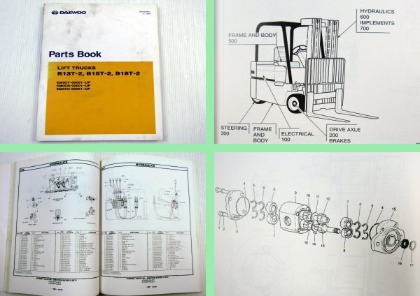 Daewoo B13T-2 B15T-2 B18T-2 Lift Trucks Parts Book Parts List 12/1999