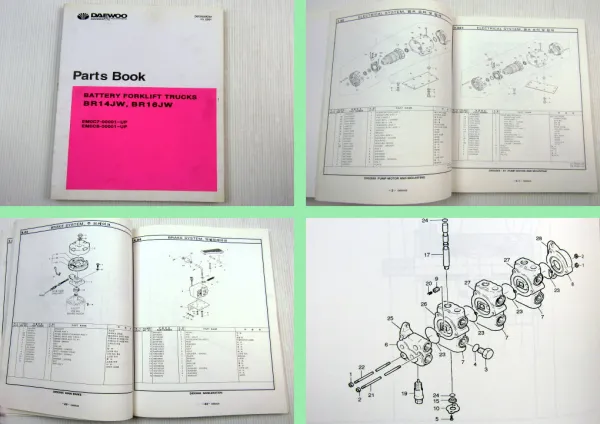 Daewoo BR14JW BR16JW Battery Forklift Trucks Parts Book Parts List 10/2001