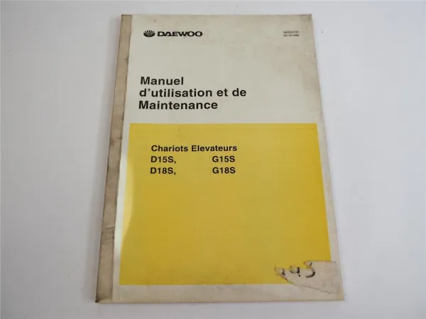 Daewoo D G 15 18 S Manuel dutilisation et de Maintenance 1995