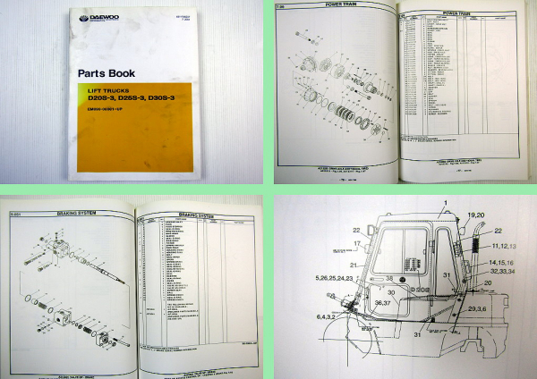 Daewoo D20S-3 D25S-3 D30S-3 Lift Trucks Parts Book Parts List 2001