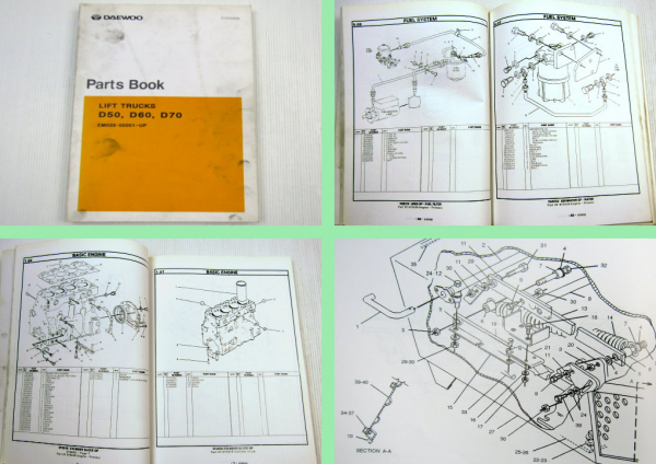 Daewoo D50 D60 D70 Lift Trucks Parts Book Parts List 1997