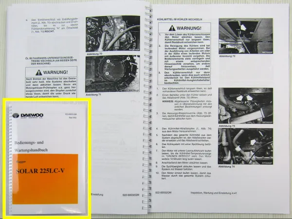 Daewoo Solar 225LC-V Bagger Betriebsanleitung Bedienung Wartung Stand 2002